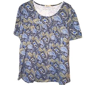 Yidarton Short Sleeve Paisley Tee Plus Size 2XL